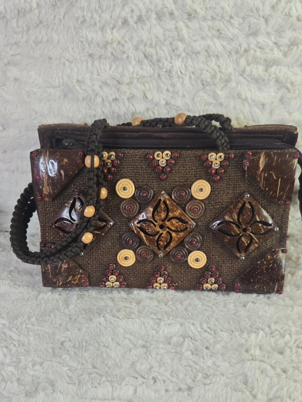 Handcrafted Brown Embellished Women’s Shoulder Bag EUC